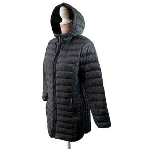 Aventure Black Packable Puffer Down Long Hooded Jacket Women's Size Medium